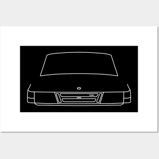 Saab 900 outline graphic (white) Posters and Art